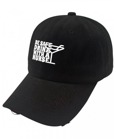 BE Safe Drink with A Nurse Trucker Hat Music Hat AllBlack Mens Golf Hat Gifts for Dad Running Hats Allblack $11.95 Sun Hats