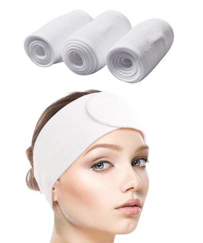 Spa Headband for Women 3 Counts Ultra Soft Adjustable Makeup Hair Band with Magic Tape, Terry Cloth Stretch Head Wrap for Fac...