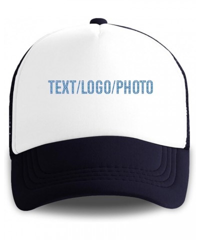 Desgin Grid Trucker Hat Add Your Design Adjustable Snapback Grid Cap Sky Blue Navy $13.01 Baseball Caps