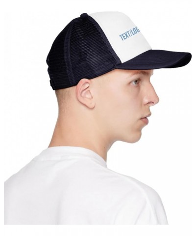 Desgin Grid Trucker Hat Add Your Design Adjustable Snapback Grid Cap Sky Blue Navy $13.01 Baseball Caps