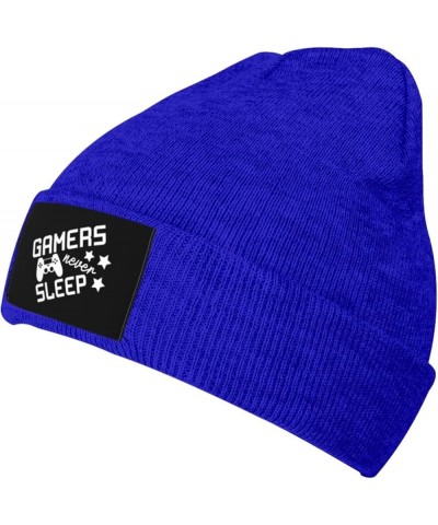 Gamer Never Sleep Knitted Hat Men Women Winter Warm Knit Beanie Black Blue $15.78 Skullies & Beanies