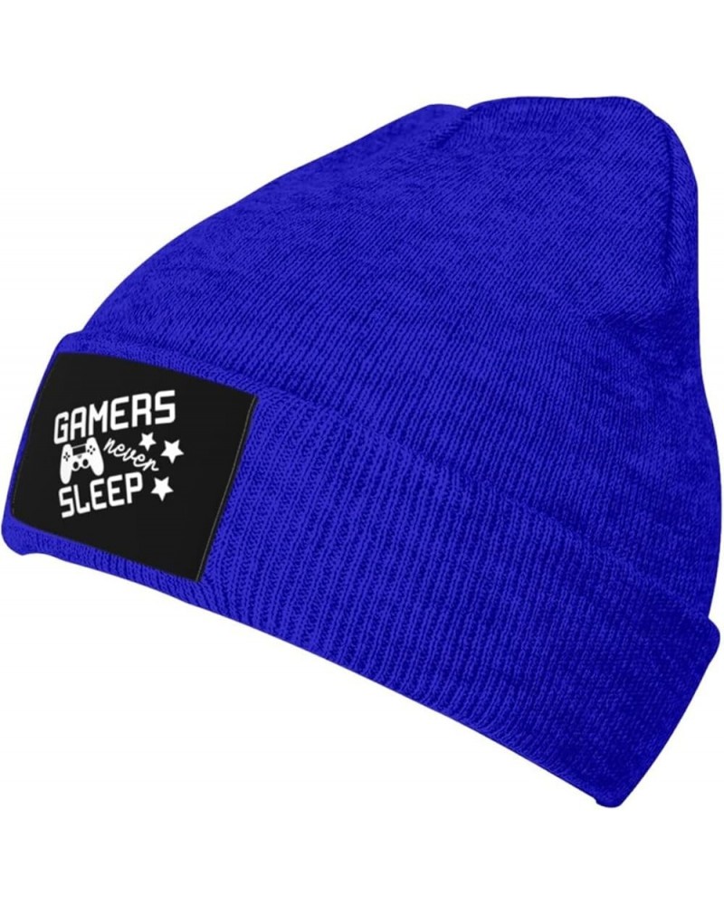 Gamer Never Sleep Knitted Hat Men Women Winter Warm Knit Beanie Black Blue $15.78 Skullies & Beanies