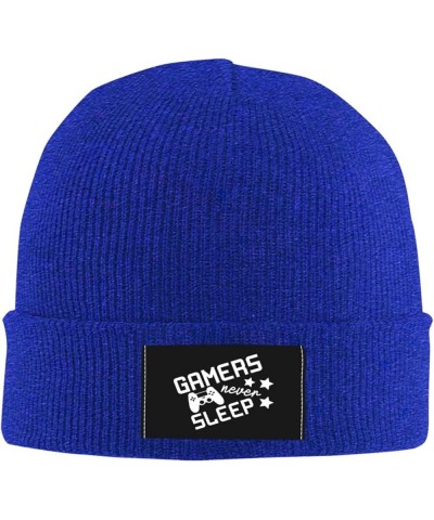 Gamer Never Sleep Knitted Hat Men Women Winter Warm Knit Beanie Black Blue $15.78 Skullies & Beanies