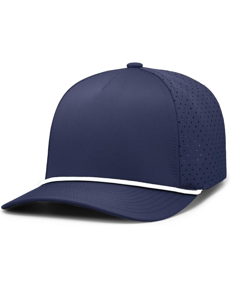 Weekender Perforated Snapback Cap Rope Hat-Breathable Design for Outdoor Adventures and Casual Wear Navy/White $8.57 Baseball...