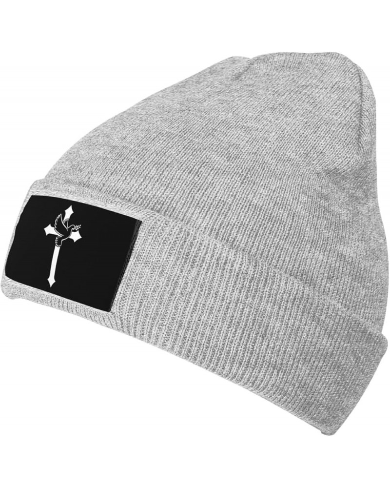 Peace Dove Christian Jesus Knitted Hat Black Winter Knit Warm Beanie Trendy Ski Skull Cap for Men Women Gray $9.77 Skullies &...