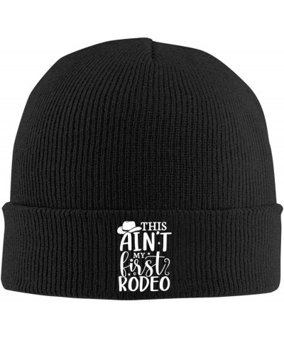 This Actually is My First Rodeo Warm Winter Hats Black Thick Knit Cuff Beanie Cap with Lining Classic Men's Black $9.19 Skull...