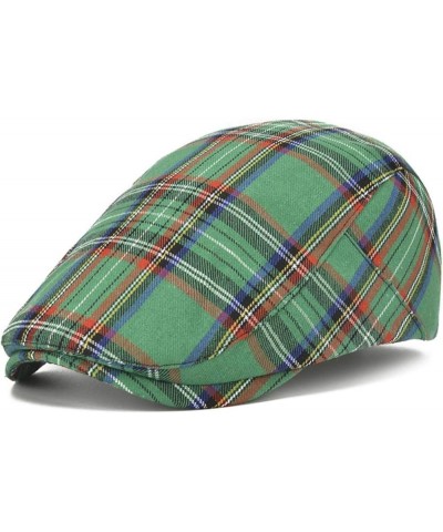 British Vintage Plaid Newsboy Cap for Woman Cotton Blend Baker Boy Cabbie Hat Unisex Driving Ivy Hats Blue $11.18 Newsboy Caps