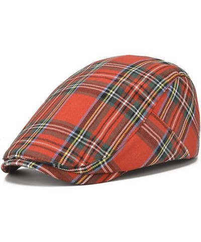 British Vintage Plaid Newsboy Cap for Woman Cotton Blend Baker Boy Cabbie Hat Unisex Driving Ivy Hats Blue $11.18 Newsboy Caps