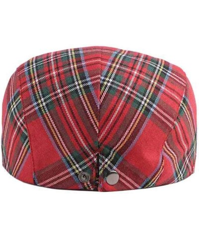 British Vintage Plaid Newsboy Cap for Woman Cotton Blend Baker Boy Cabbie Hat Unisex Driving Ivy Hats Blue $11.18 Newsboy Caps