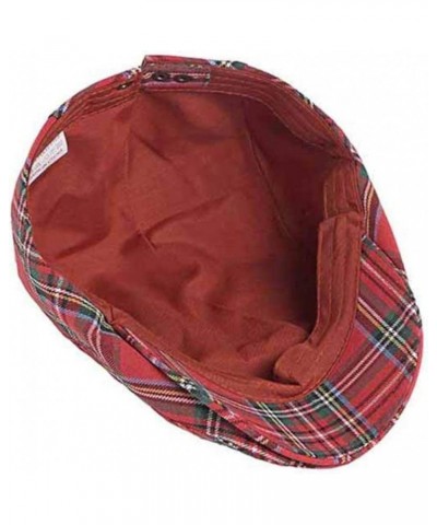 British Vintage Plaid Newsboy Cap for Woman Cotton Blend Baker Boy Cabbie Hat Unisex Driving Ivy Hats Blue $11.18 Newsboy Caps