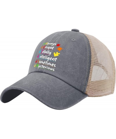 Autism Hats Autism Always Unique Intelligent April Autism Awareness Hats for Men Women AllBlack Cowgirl Gray01 $12.41 Sun Hats