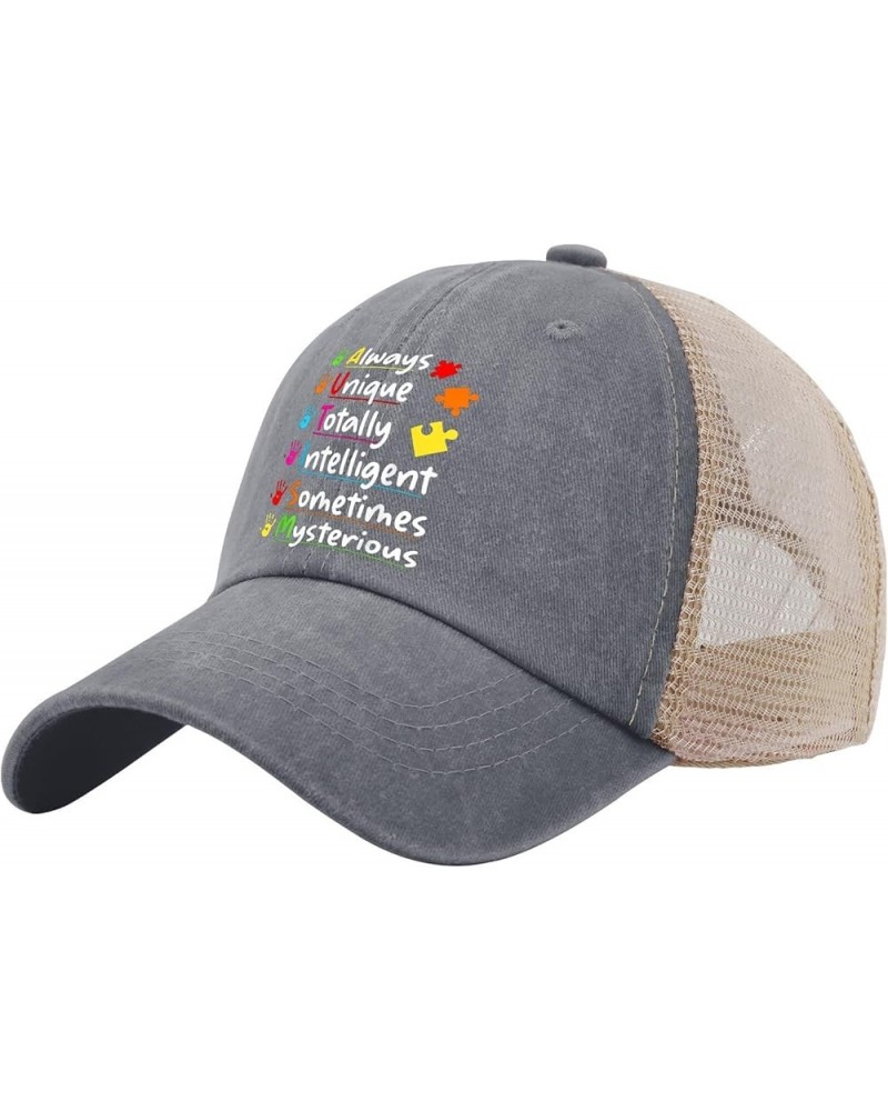 Autism Hats Autism Always Unique Intelligent April Autism Awareness Hats for Men Women AllBlack Cowgirl Gray01 $12.41 Sun Hats