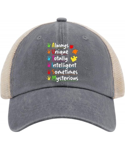 Autism Hats Autism Always Unique Intelligent April Autism Awareness Hats for Men Women AllBlack Cowgirl Gray01 $12.41 Sun Hats