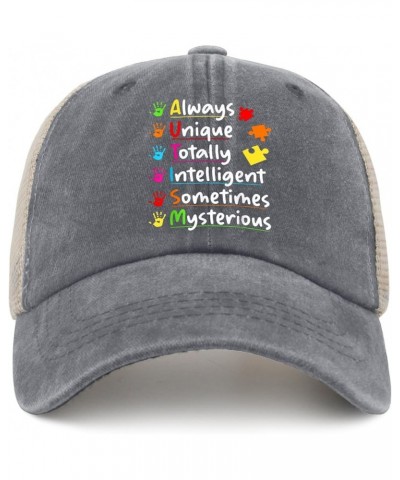 Autism Hats Autism Always Unique Intelligent April Autism Awareness Hats for Men Women AllBlack Cowgirl Gray01 $12.41 Sun Hats