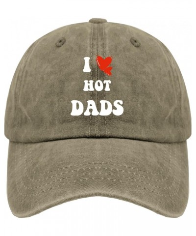 I Love Hot Dads Heart Hats Men Hat Pigment Black Men Hats Gifts for Son Running Hats Pigment Khaki $11.65 Bucket Hats