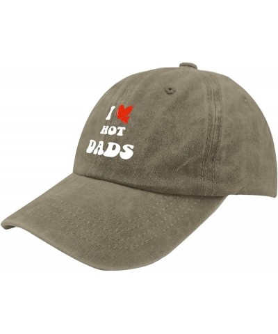 I Love Hot Dads Heart Hats Men Hat Pigment Black Men Hats Gifts for Son Running Hats Pigment Khaki $11.65 Bucket Hats