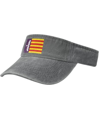 Flag of Mallorca Sun Visor Hats for Women Men Adjustable Sports Sun Hats Cotton Golf Cap Gray $12.14 Visors