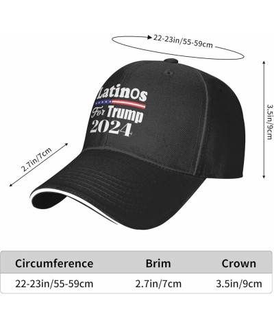 Latinos for Trump 2024 Gifts Baseball Cap Women Cowboy Hat Trucker Hat Men Dad Hat Adjustable Hat Snapback Hat Black Black $1...