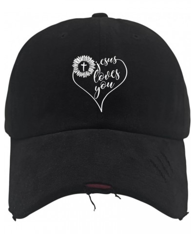 Jesus Loves You Sun Hat Gym Hat AllBlack Gifts for Girlfriends Cycling Cap $10.19 Sun Hats