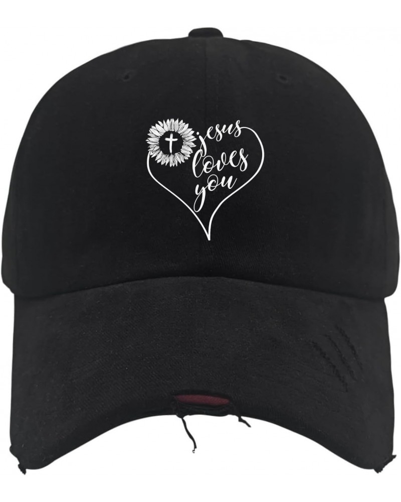 Jesus Loves You Sun Hat Gym Hat AllBlack Gifts for Girlfriends Cycling Cap $10.19 Sun Hats