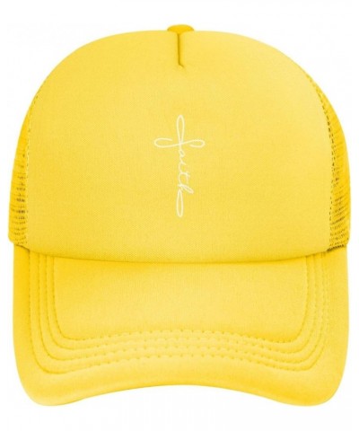 Simple Faith Cross Bible Verse Christian Religious Funny Gift Baseball Cap Golf Hat Dad Hat Trucker Hat for Men Women Yellow ...