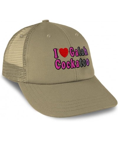 Custom Trucker Hat Baseball Cap I Love Galah Cockatoo Birds Animal Cotton Bird Dad Hats for Men & Women Khaki Design Only $16...