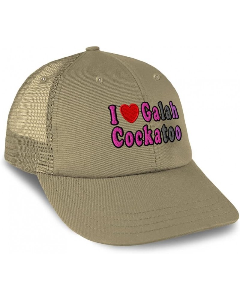 Custom Trucker Hat Baseball Cap I Love Galah Cockatoo Birds Animal Cotton Bird Dad Hats for Men & Women Khaki Design Only $16...