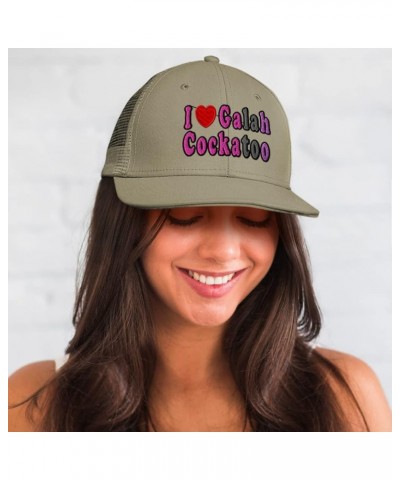 Custom Trucker Hat Baseball Cap I Love Galah Cockatoo Birds Animal Cotton Bird Dad Hats for Men & Women Khaki Design Only $16...