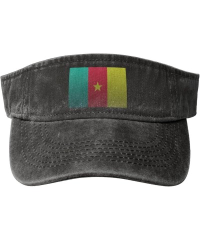 Flag of Cameroon Knitting Effect Sun Visor Hats for Women Men Adjustable Sports Sun Hats Cotton Golf Cap Black $12.38 Visors