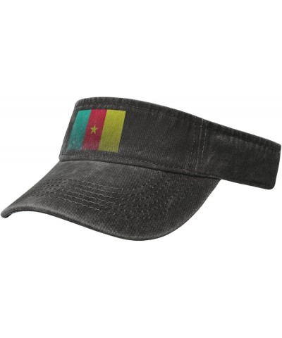 Flag of Cameroon Knitting Effect Sun Visor Hats for Women Men Adjustable Sports Sun Hats Cotton Golf Cap Black $12.38 Visors