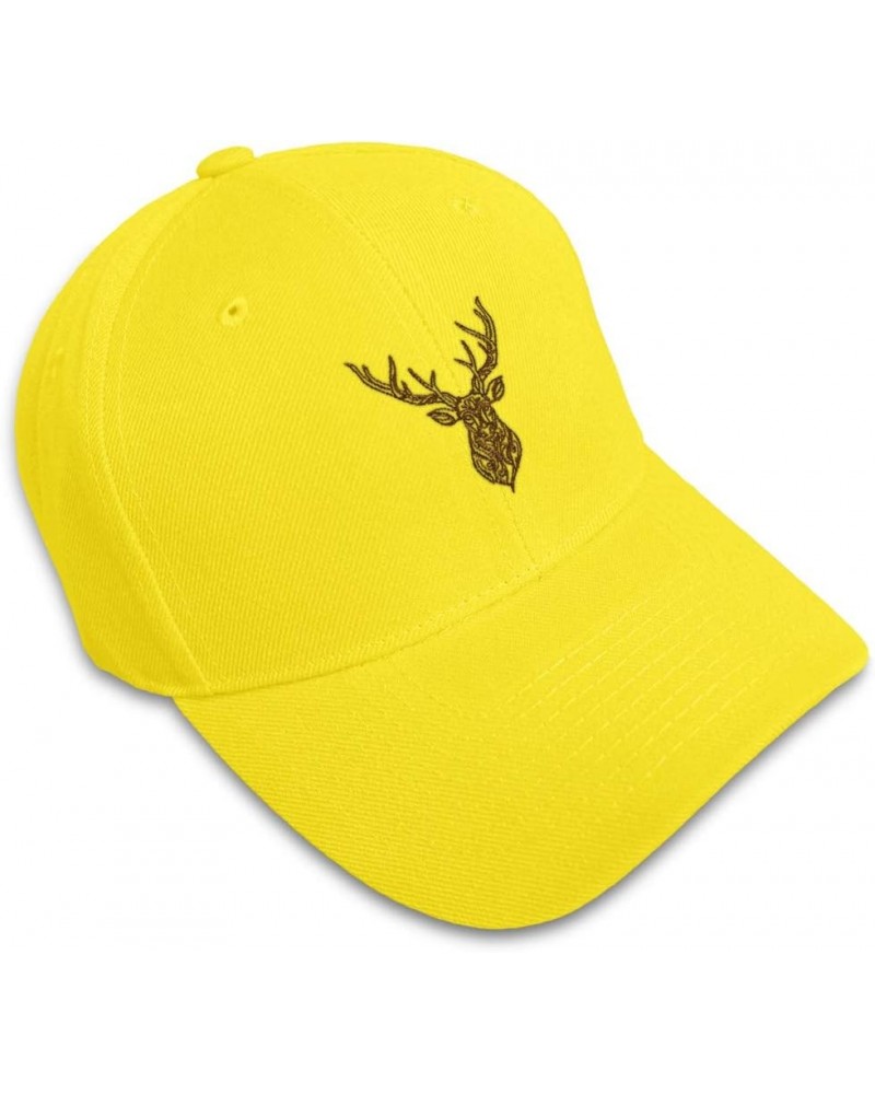 Custom Baseball Cap Animal Deer Head Embroidery Acrylic Dad Hats for Men & Women Yellow Design Only $14.57 Baseball Caps