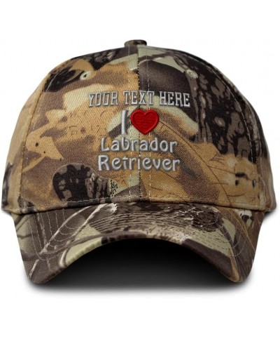 Custom Camo Baseball Cap I (Love) Labrador Retriever Red Heart Pet Lovers Cotton Forest Tree Khaki Personalized Text Here $15...