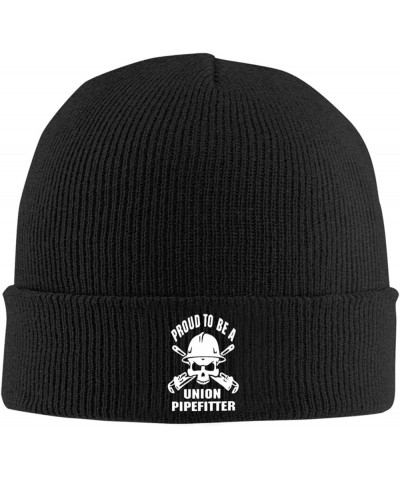 Proud to Be A Union Pipefitter Men Women Beanie Cap Winter Hat Knit Cap Skull Cap Black $11.37 Skullies & Beanies