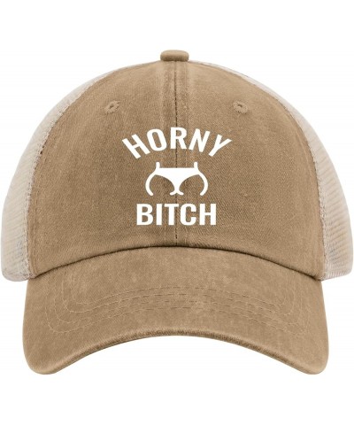 Horny Bitch Trucker Hat Funny Hat AllBlack Womens Baseball Hat Gifts for Dad Workout Caps Pigment Khaki02 $11.12 Sun Hats