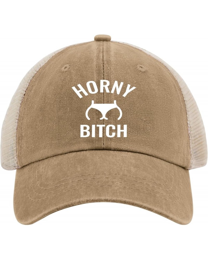 Horny Bitch Trucker Hat Funny Hat AllBlack Womens Baseball Hat Gifts for Dad Workout Caps Pigment Khaki02 $11.12 Sun Hats