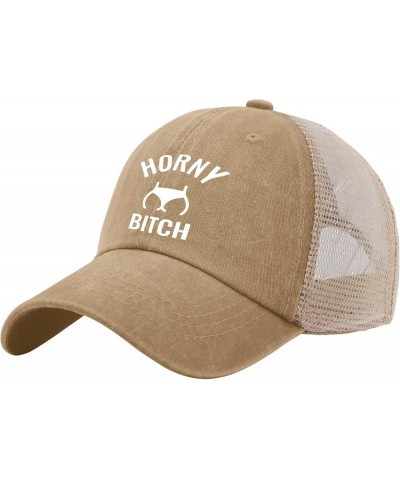 Horny Bitch Trucker Hat Funny Hat AllBlack Womens Baseball Hat Gifts for Dad Workout Caps Pigment Khaki02 $11.12 Sun Hats