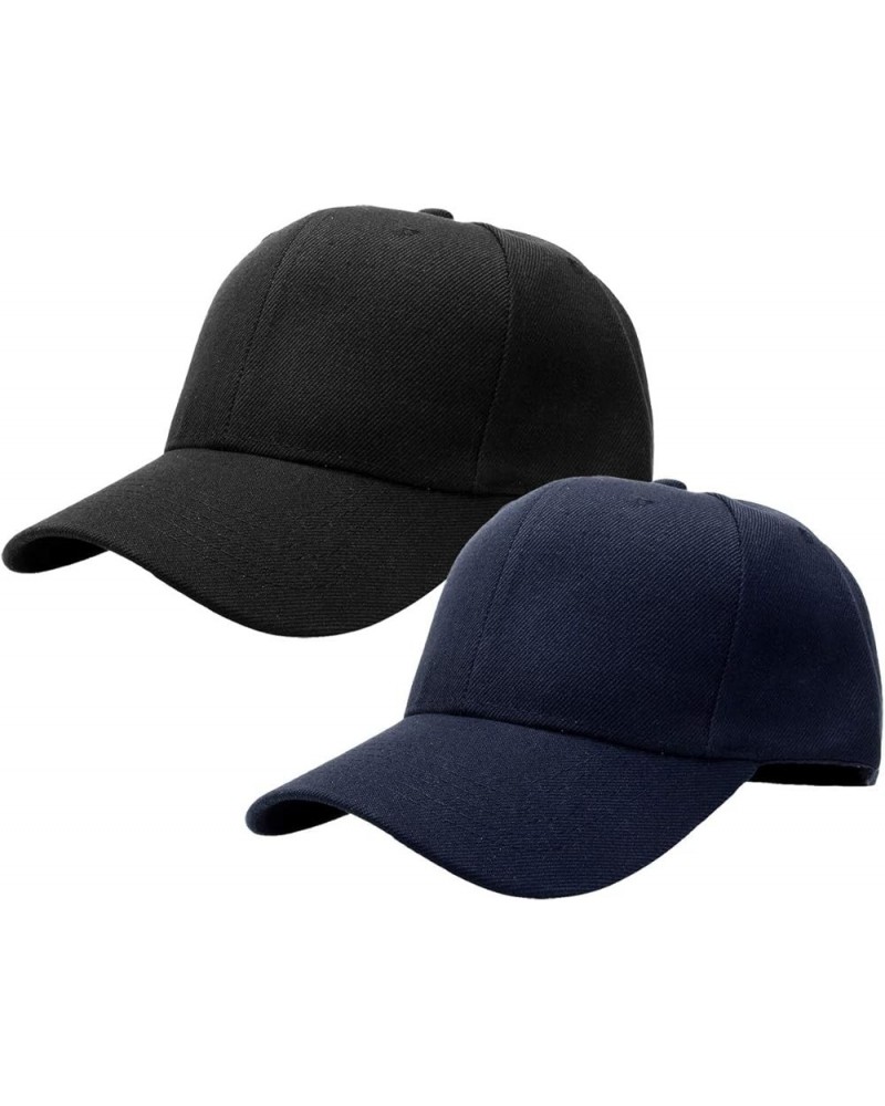 2pcs Baseball Cap for Men Women Adjustable Size for Outdoor Activities Black/Navy $9.71 Baseball Caps