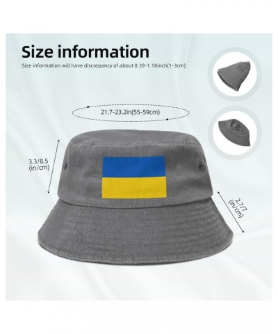 Flag of Ukraine Bucket Hat for Men Women Outdoor Washed Cotton Sun Hats Travel Beach Hat Gray $11.24 Bucket Hats