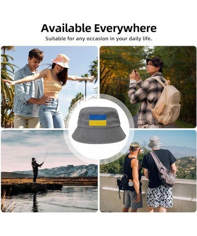 Flag of Ukraine Bucket Hat for Men Women Outdoor Washed Cotton Sun Hats Travel Beach Hat Gray $11.24 Bucket Hats