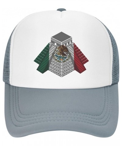 Mayan Travel Temple Mexico Flag Mesh Baseball Cap Hat for Men Women Gray $10.91 Baseball Caps