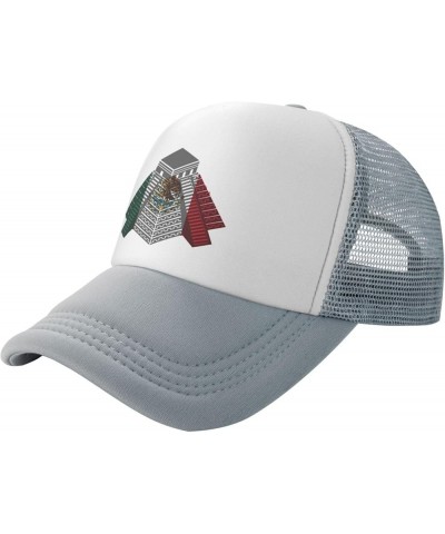 Mayan Travel Temple Mexico Flag Mesh Baseball Cap Hat for Men Women Gray $10.91 Baseball Caps