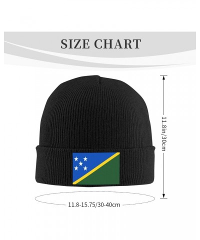 Knitted Hat Solomon Islands Flag Beanie Cap Cold Weather Hat Warm Winter Hats Brimless Caps Black $10.82 Skullies & Beanies