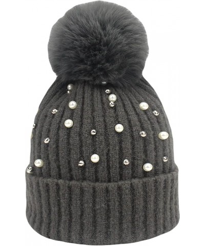 Beanie Hats for Women Men Knitted Hip Hop Hats for Girls Pom Pom Hat Knit Warm Pearl Skull Cap Winter Hat Khaki a $12.96 Skul...