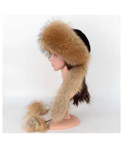 Women Winter Real Fur Cap Fox Fur Genuine Leather Hats Scarf Ear Protector Multicolor Scorpion True Color $38.64 Visors