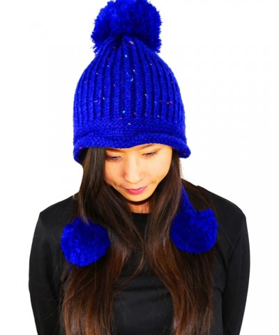 REINDEAR Women Winter Warm Woolen Knit Hairy Ball Hat (Blue) $8.81 Bucket Hats