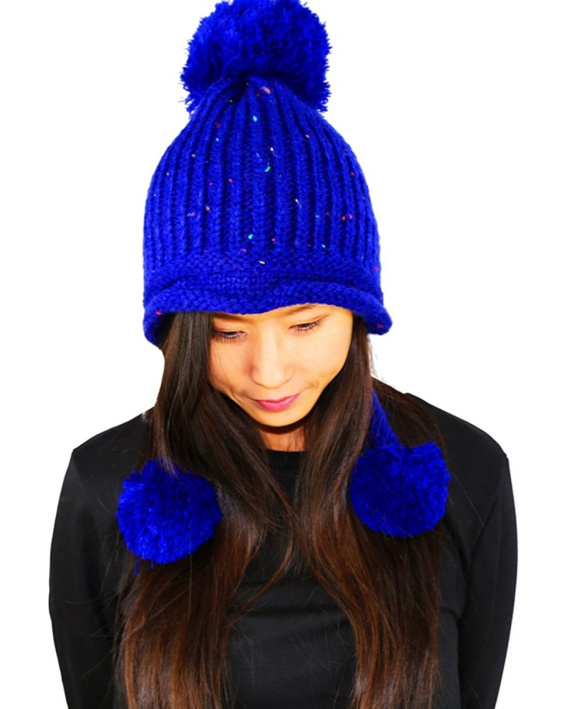 REINDEAR Women Winter Warm Woolen Knit Hairy Ball Hat (Blue) $8.81 Bucket Hats