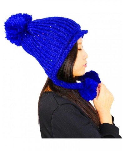 REINDEAR Women Winter Warm Woolen Knit Hairy Ball Hat (Blue) $8.81 Bucket Hats