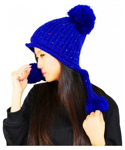 REINDEAR Women Winter Warm Woolen Knit Hairy Ball Hat (Blue) $8.81 Bucket Hats