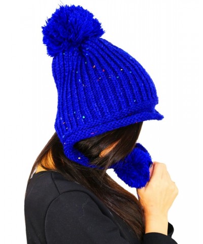 REINDEAR Women Winter Warm Woolen Knit Hairy Ball Hat (Blue) $8.81 Bucket Hats