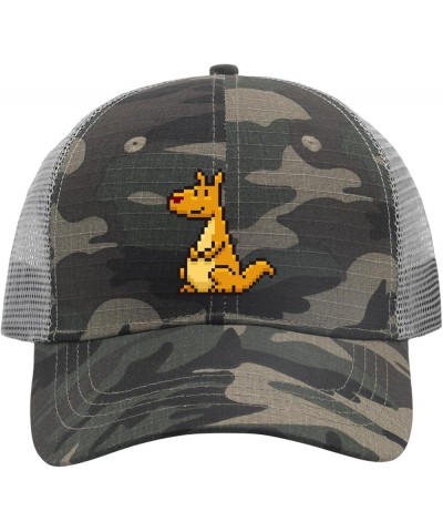 Baseball Caps Kangaroo Cartoon Pixel Design Trucker Hats for Men Vintage Mesh Snapbacks for Gifts Camo $9.91 Baseball Caps